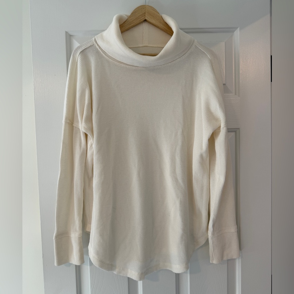 Maeve By Anthropologie Ivory Thermal Cowl Neck Top